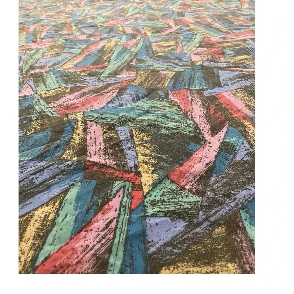 Geometric Sheet Retro 80s‎ Print Cotton Fabric 93x78 Red Blue Green DIY Crafts